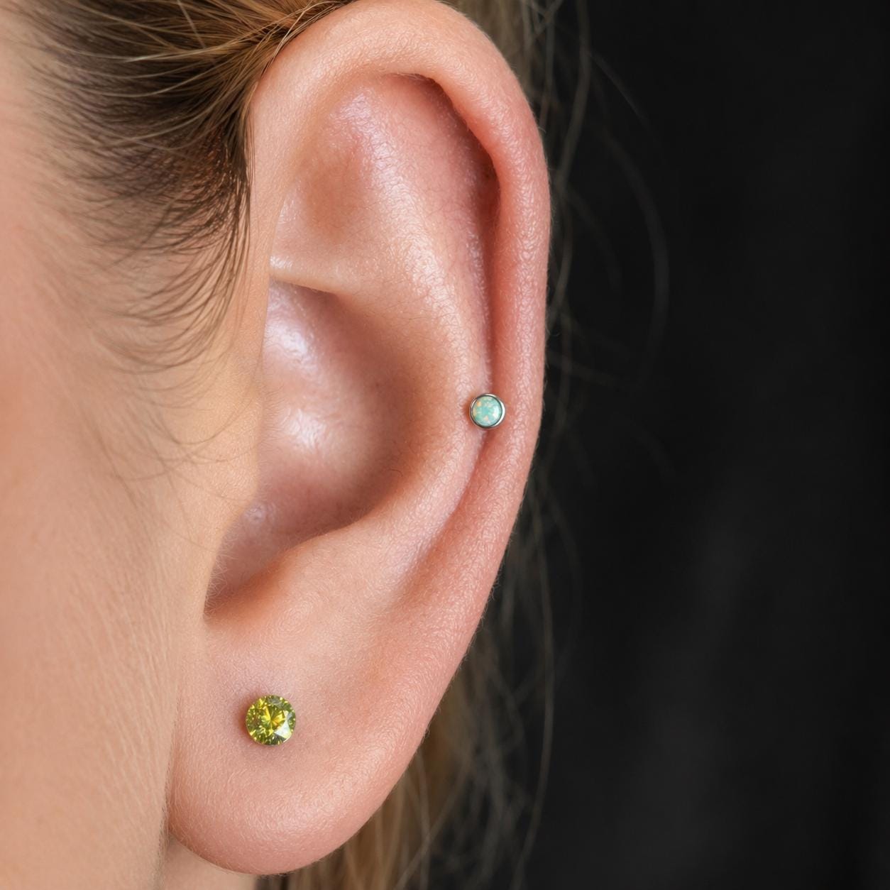 Titanium Fire Opal Threadless Piercing Top - image 2