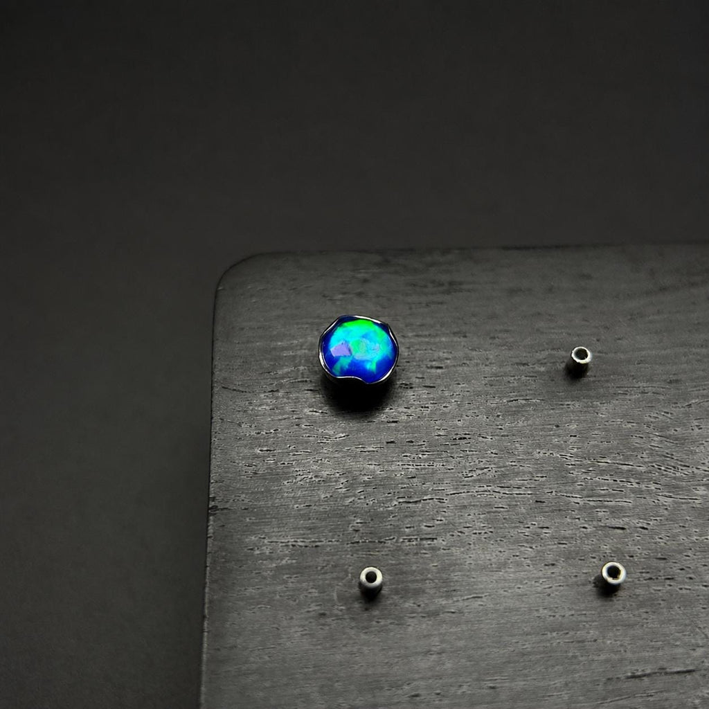 Titanium Jelly Opal Wave-Edge Piercing Top - image 7