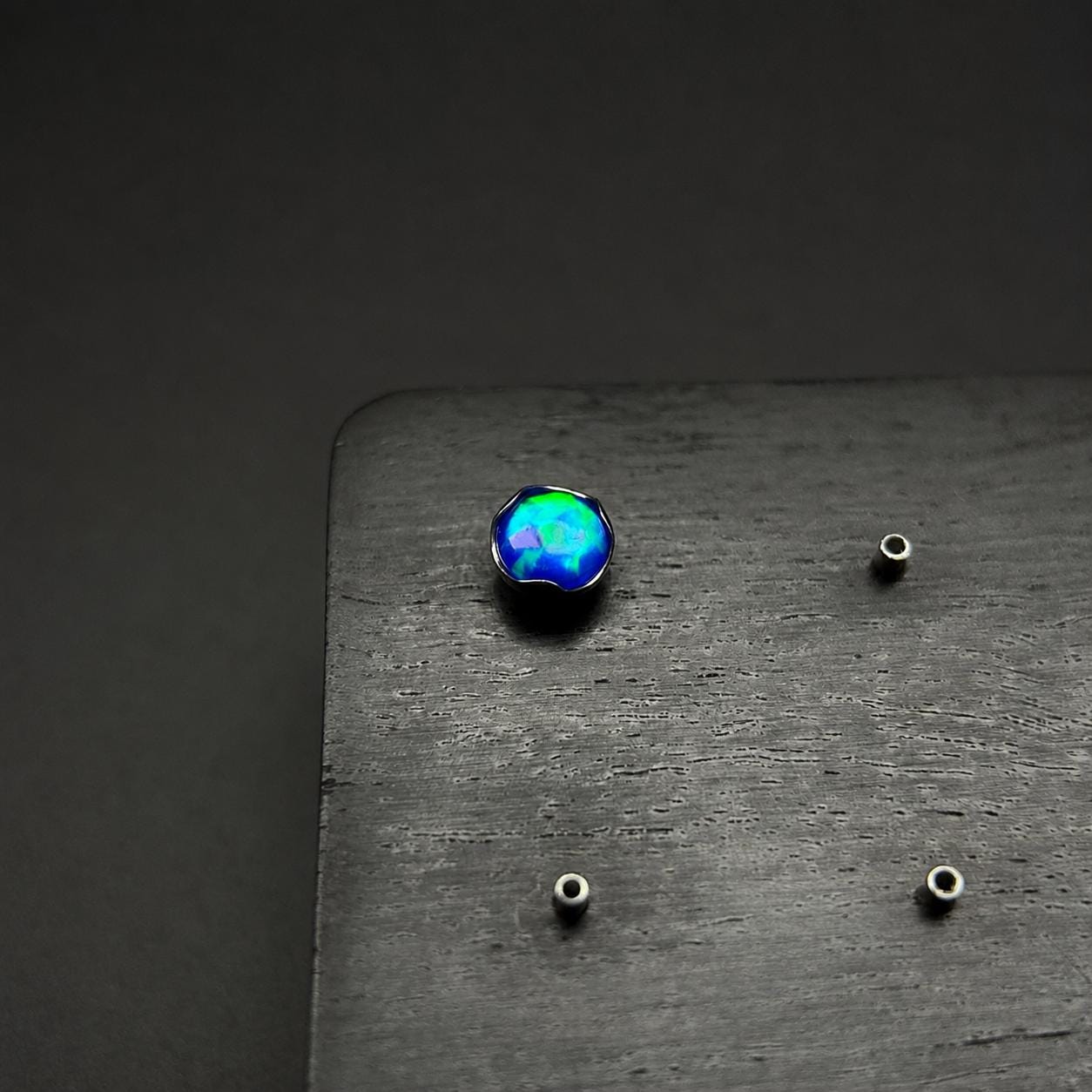 Titanium Jelly Opal Wave-Edge Piercing Top - image 7