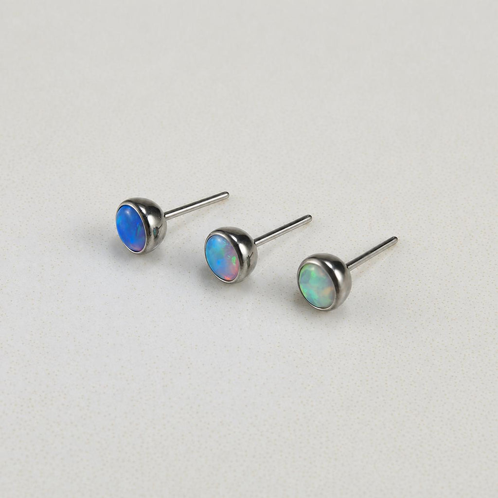 Titanium Fire Opal Threadless Piercing Top - image 4