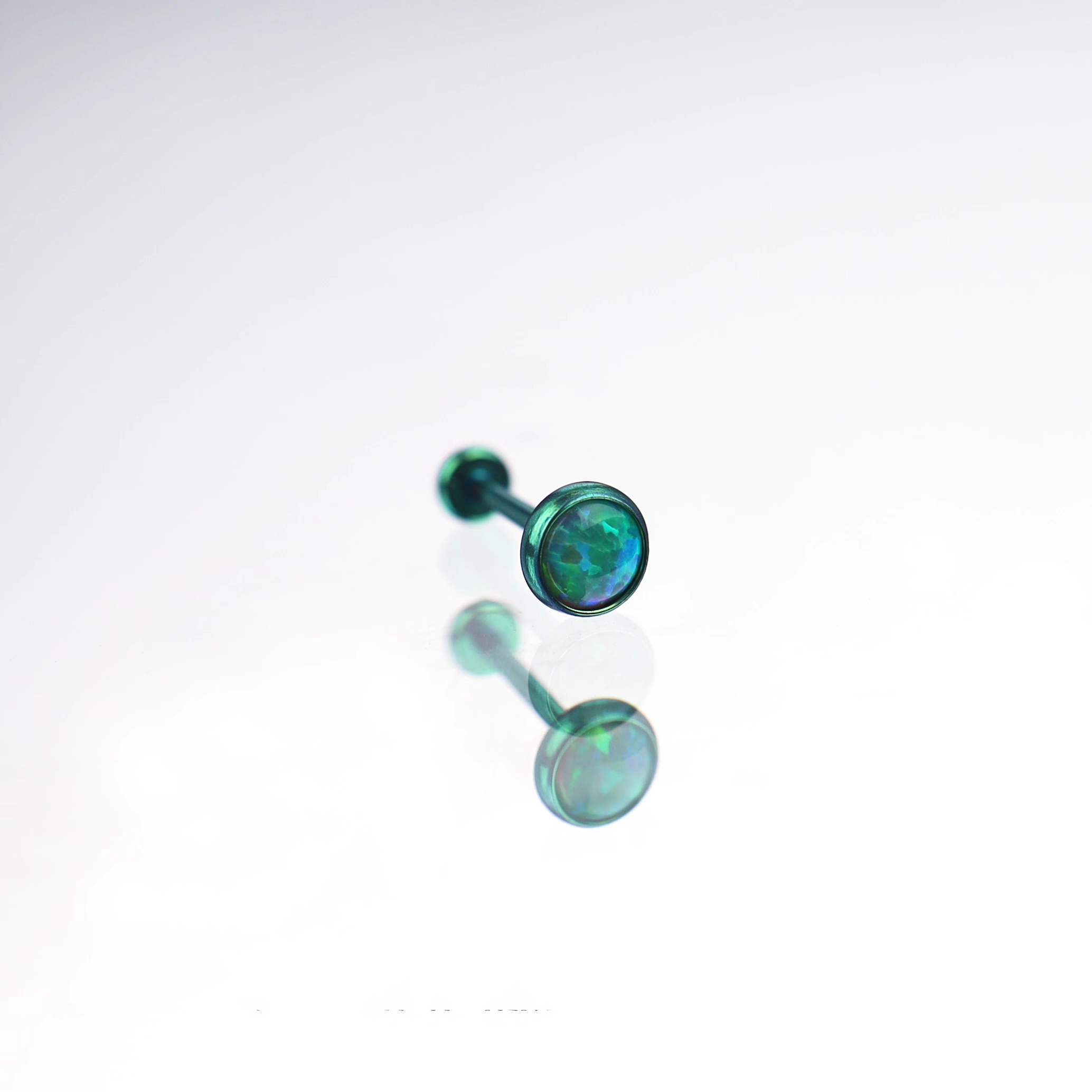 Opal Basic Titanium Threadless Pin - Opal Basic Titanium Threadless Pin - Elf Green / 0.8mm/20G / 6mm by CRUXJEWELRY