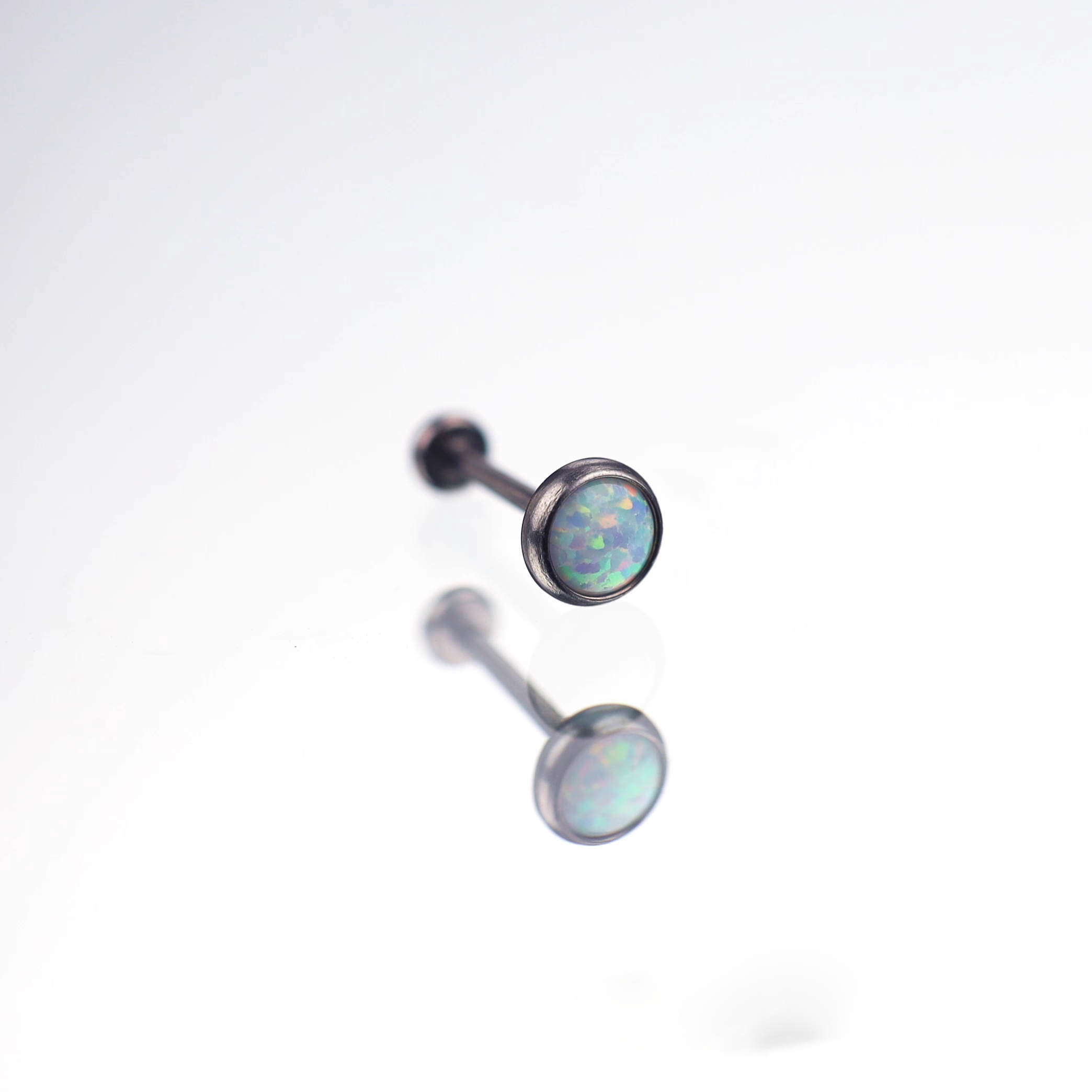Opal Basic Titanium Threadless Pin - Opal Basic Titanium Threadless Pin - Pearl White / 0.8mm/20G / 6mm by CRUXJEWELRY