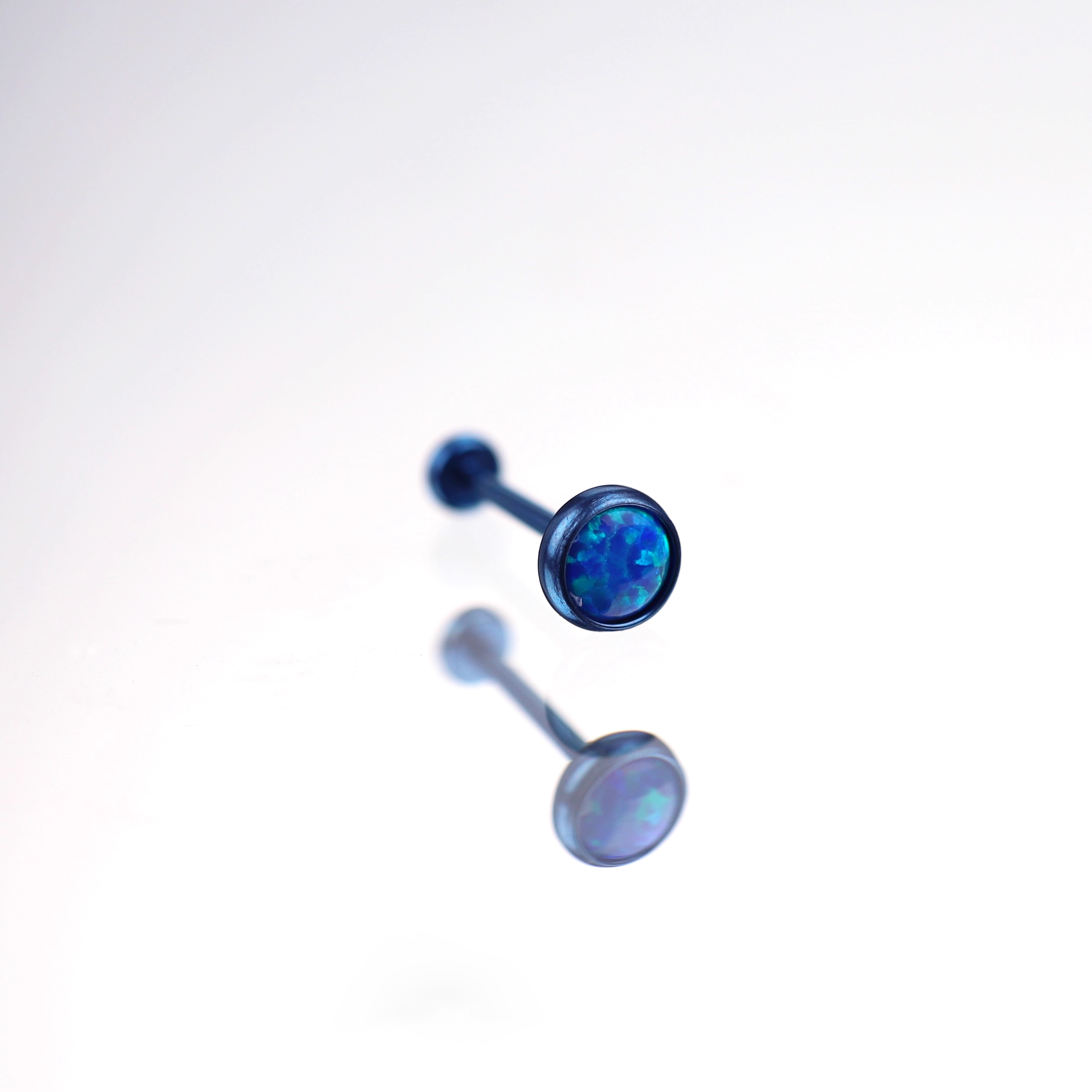 Opal Basic Titanium Threadless Pin - Opal Basic Titanium Threadless Pin - Ocean Blue / 0.8mm/20G / 6mm by CRUXJEWELRY