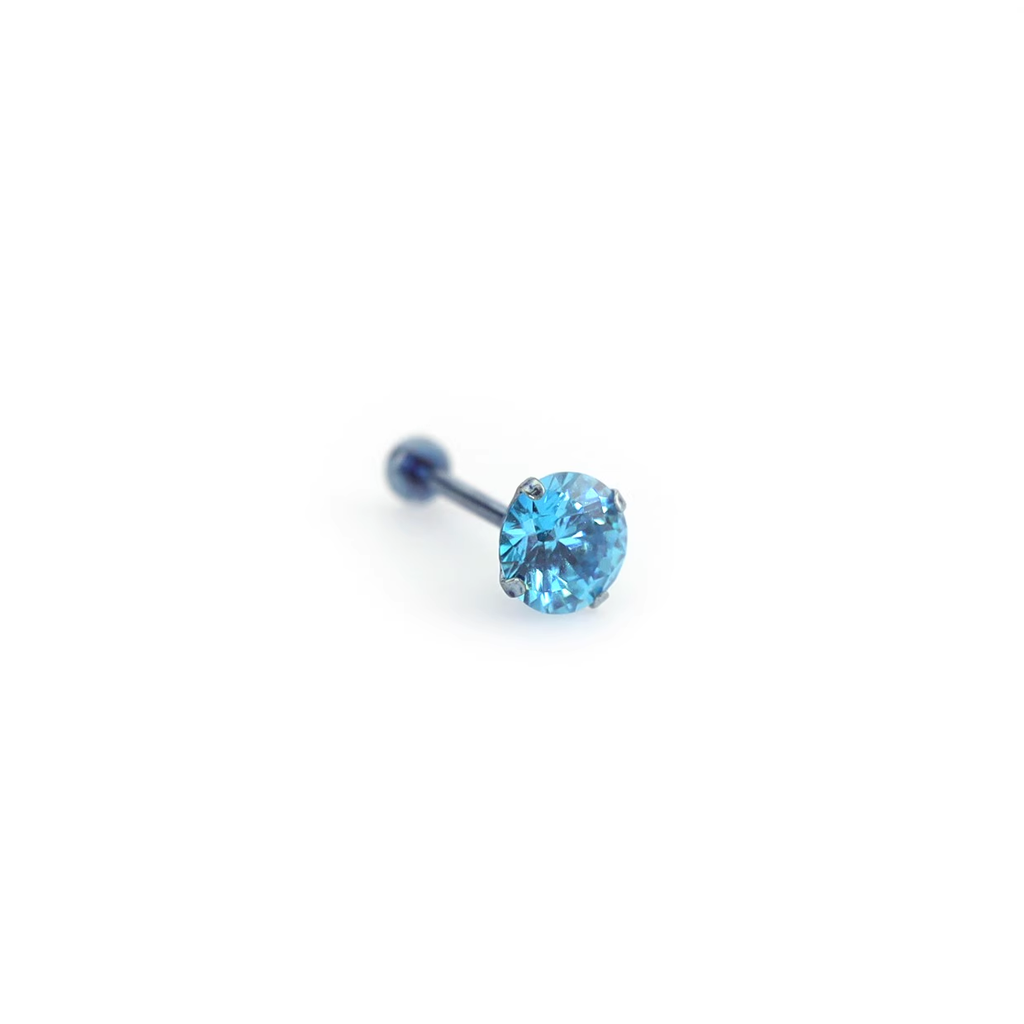 F136 Titanium Flat-Back Studs - F136 Titanium Flat-Back Studs - Blue / 3 mm / 6mm by CRUXJEWELRY