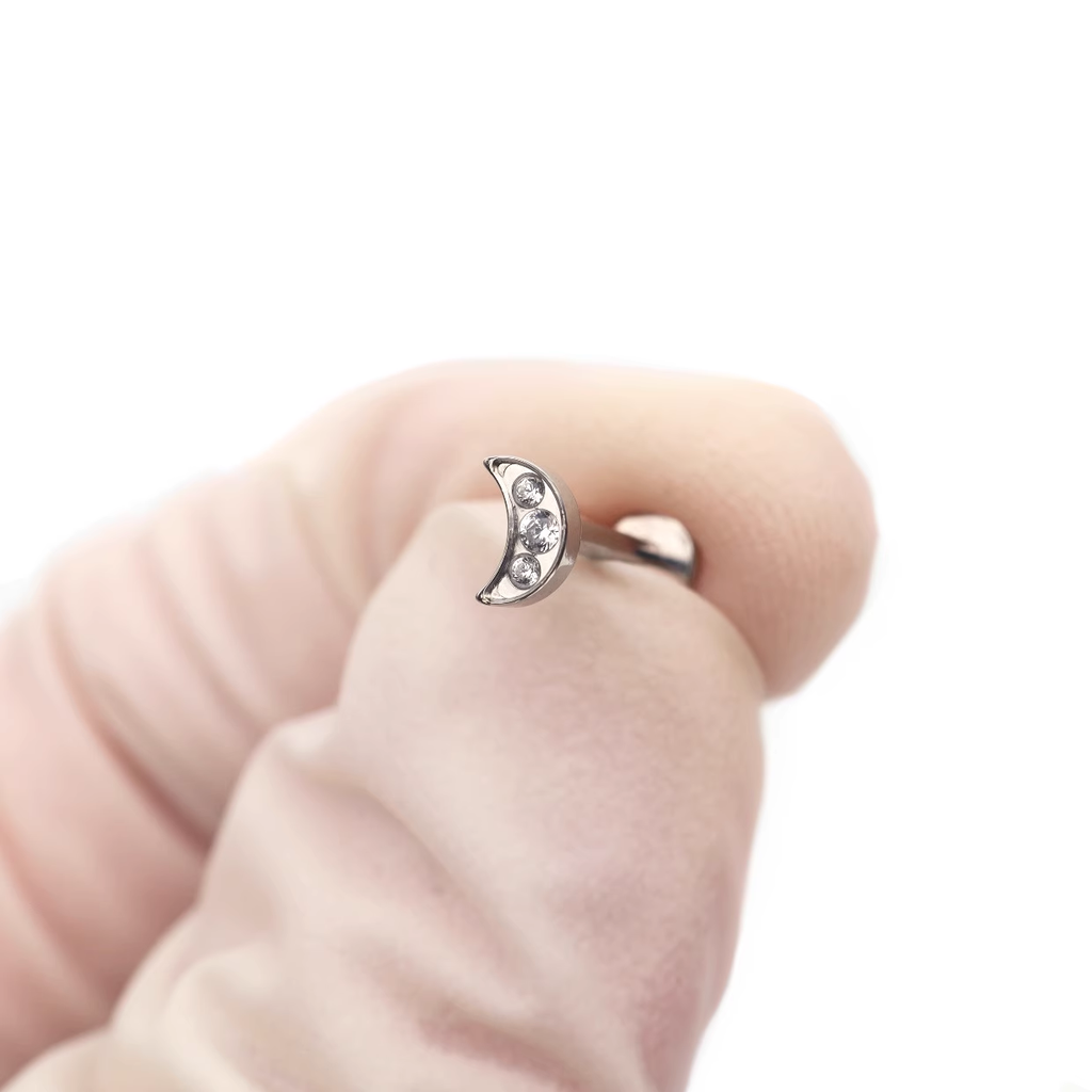 20G Moon CZ stainless steel Nose Stud - 20G Moon CZ stainless steel Nose Stud - 6 mm by CRUXJEWELRY