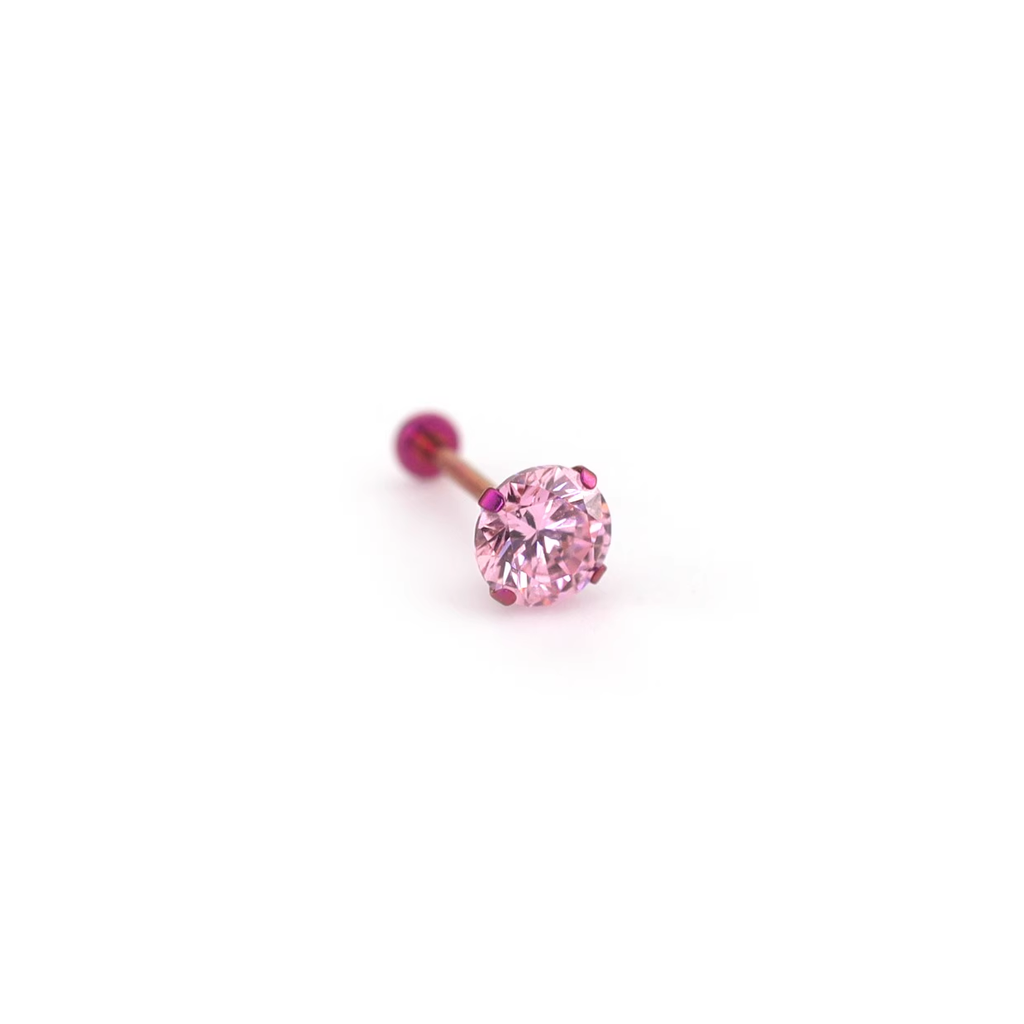F136 Titanium Flat-Back Studs - F136 Titanium Flat-Back Studs - Pink / 3 mm / 6mm by CRUXJEWELRY