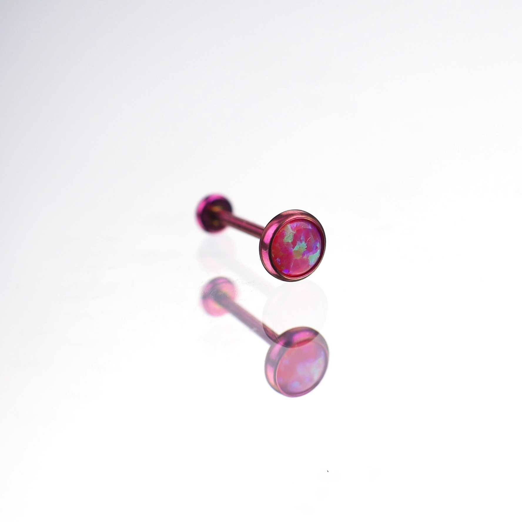 Opal Basic Titanium Threadless Pin - Opal Basic Titanium Threadless Pin - Hot Pink / 0.8mm/20G / 6mm by CRUXJEWELRY