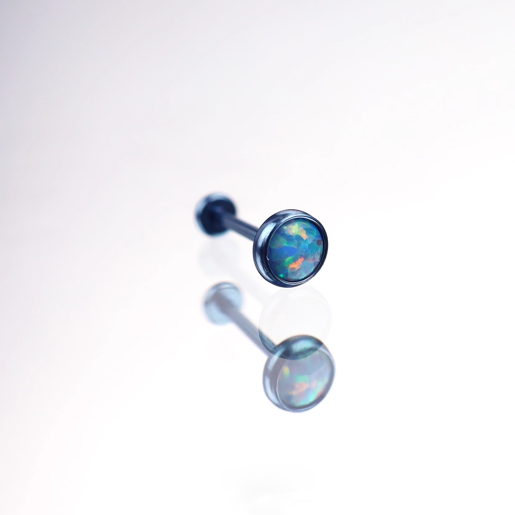 Opal Basic Titanium Threadless Pin - Opal Basic Titanium Threadless Pin - Sky Blue / 0.8mm/20G / 6mm by CRUXJEWELRY