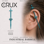 Fleur-de-Lis Sword F136 Titanium industrial barbell