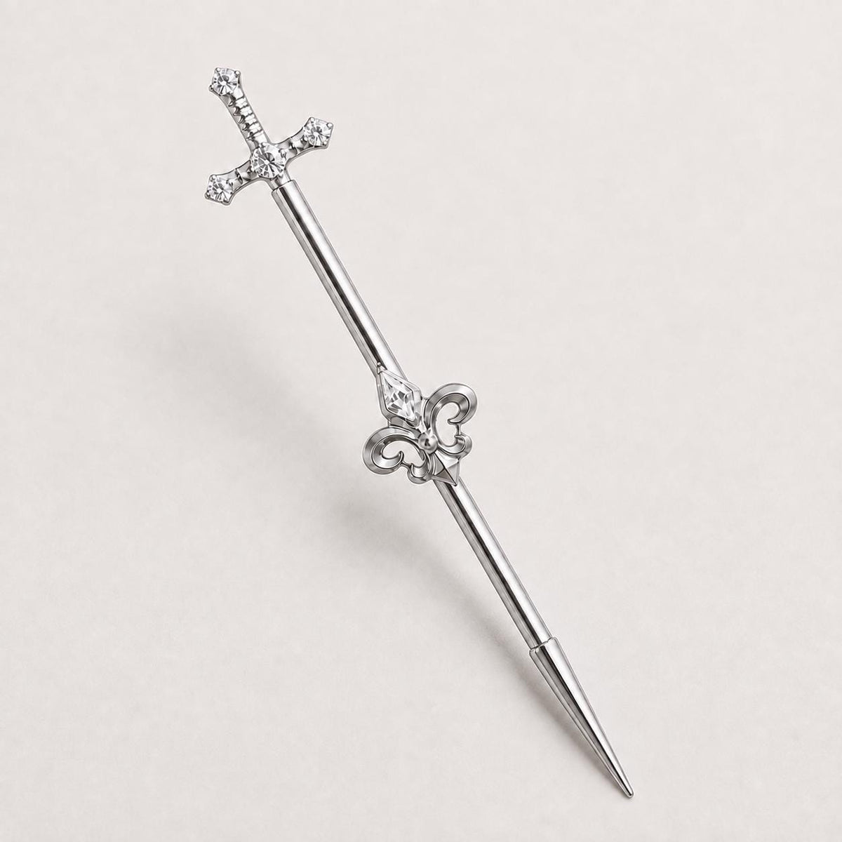 Fleur-de-Lis Sword industrial barbell detail 7