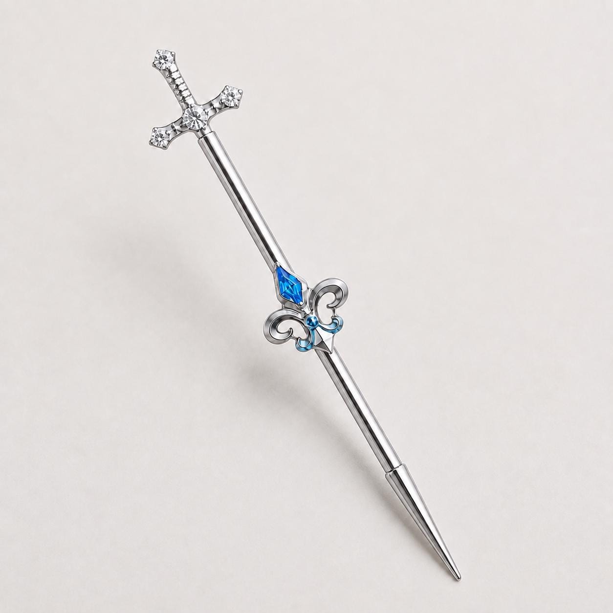 Fleur-de-Lis Sword industrial barbell detail 8
