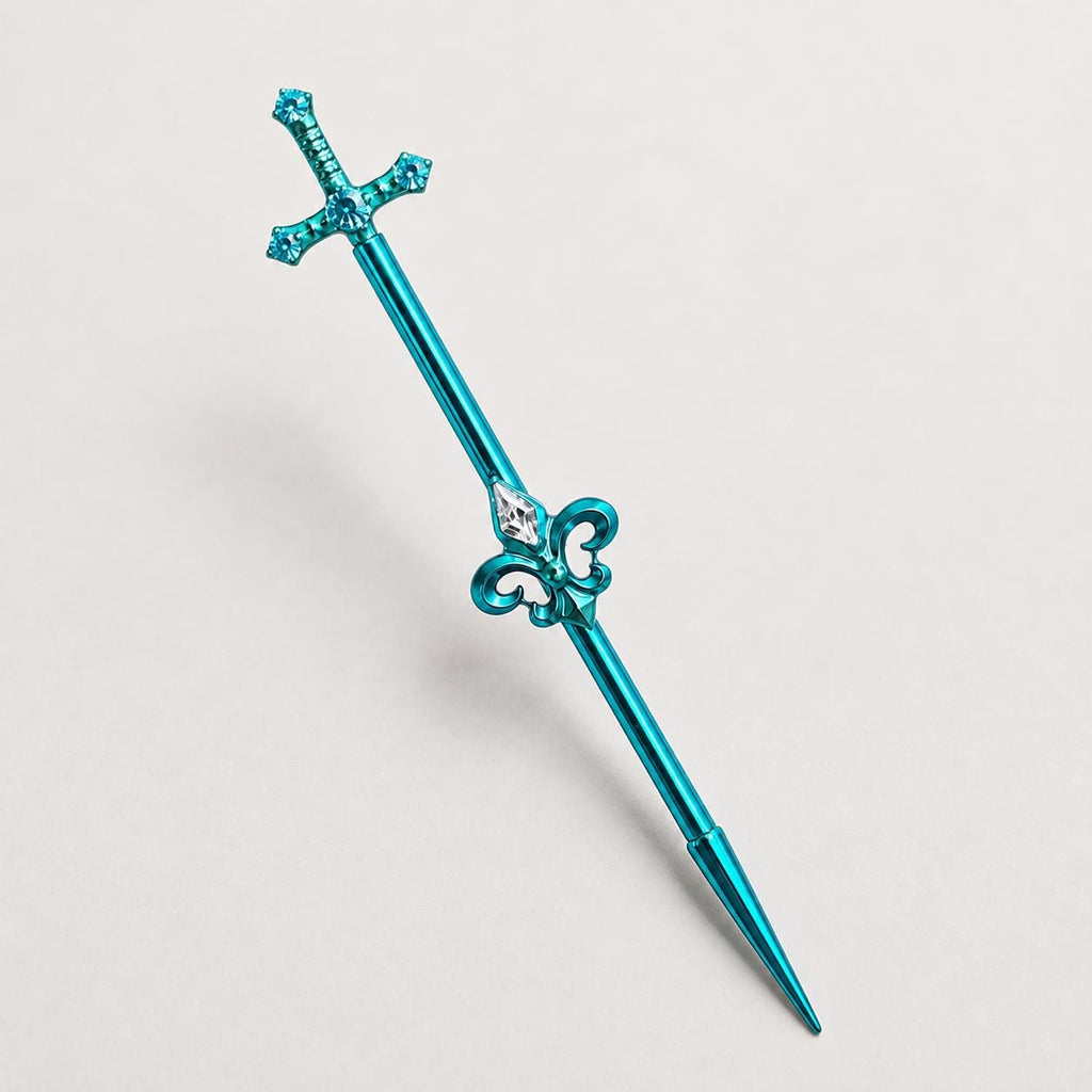 Fleur-de-Lis Sword industrial barbell detail 9