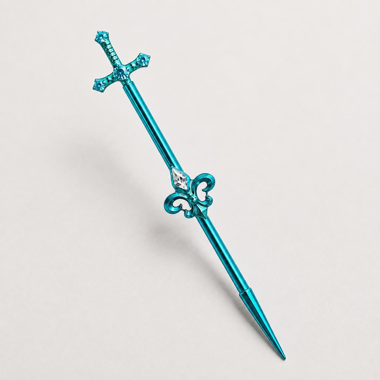 Fleur-de-Lis Sword industrial barbell detail 9