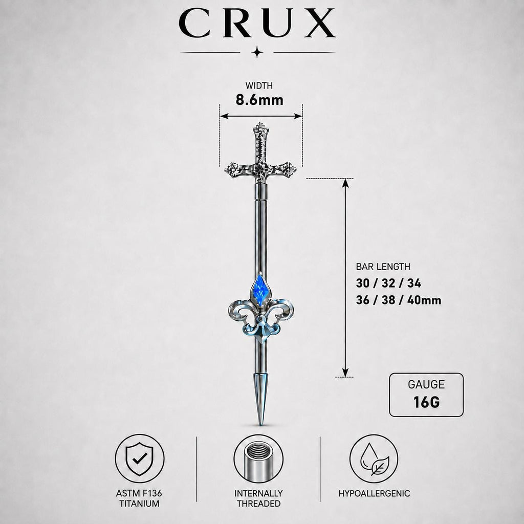 Fleur-de-Lis Sword industrial barbell detail 10