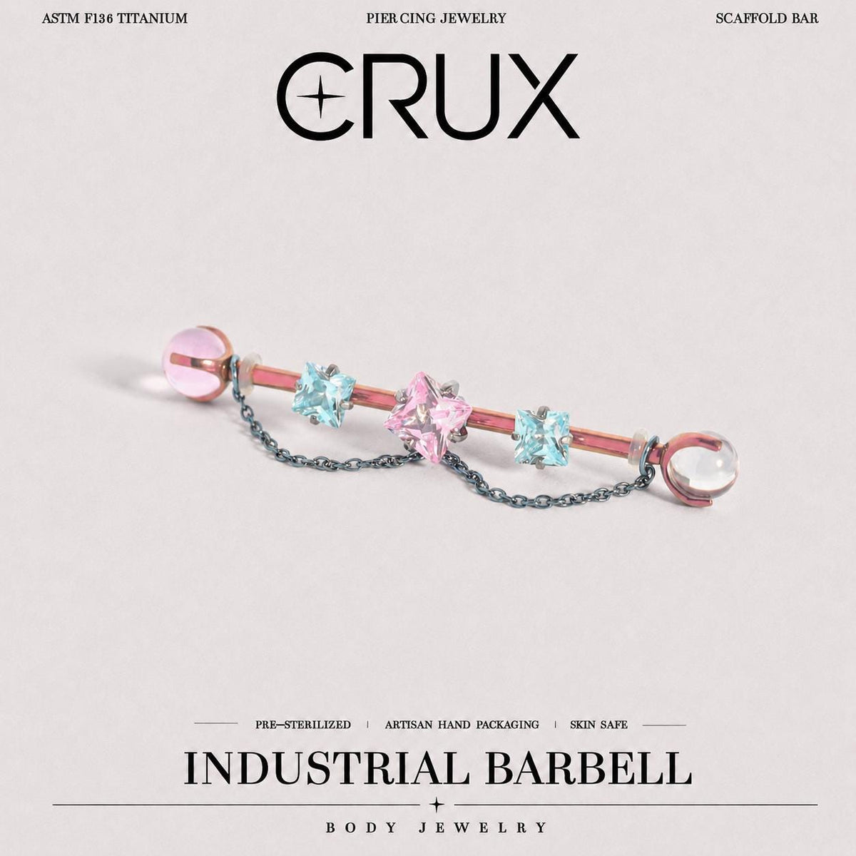 Sugar Cube Star Chain F136 Titanium industrial barbell