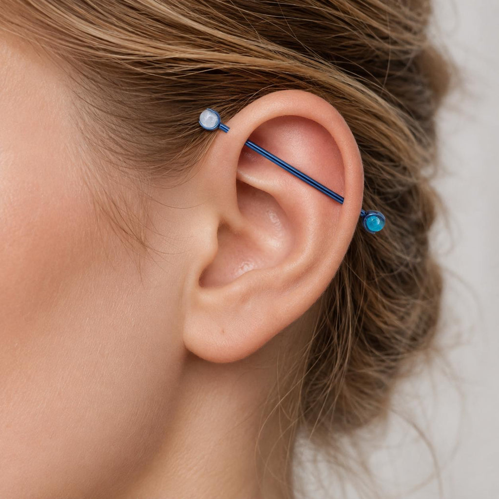 Crystal Sphere industrial barbell detail 2