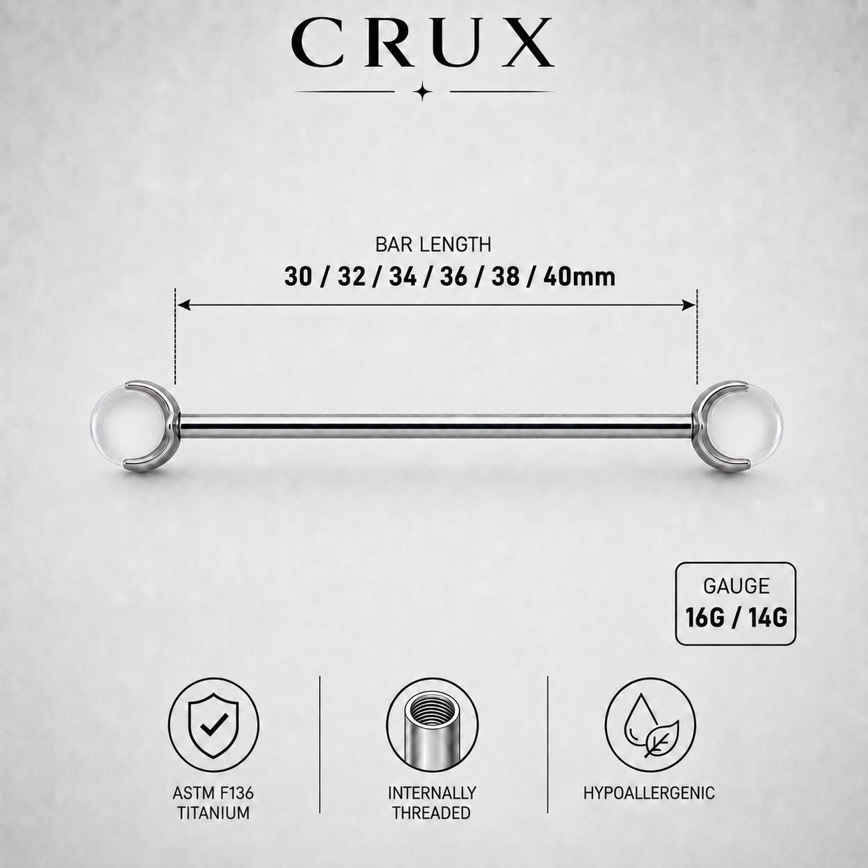Crystal Sphere industrial barbell detail 16