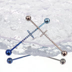 Pavé Cross industrial barbell detail 4