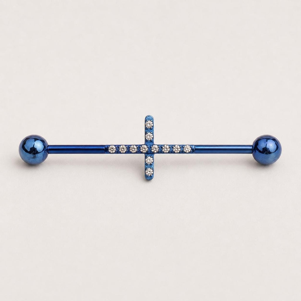 Pavé Cross industrial barbell detail 8