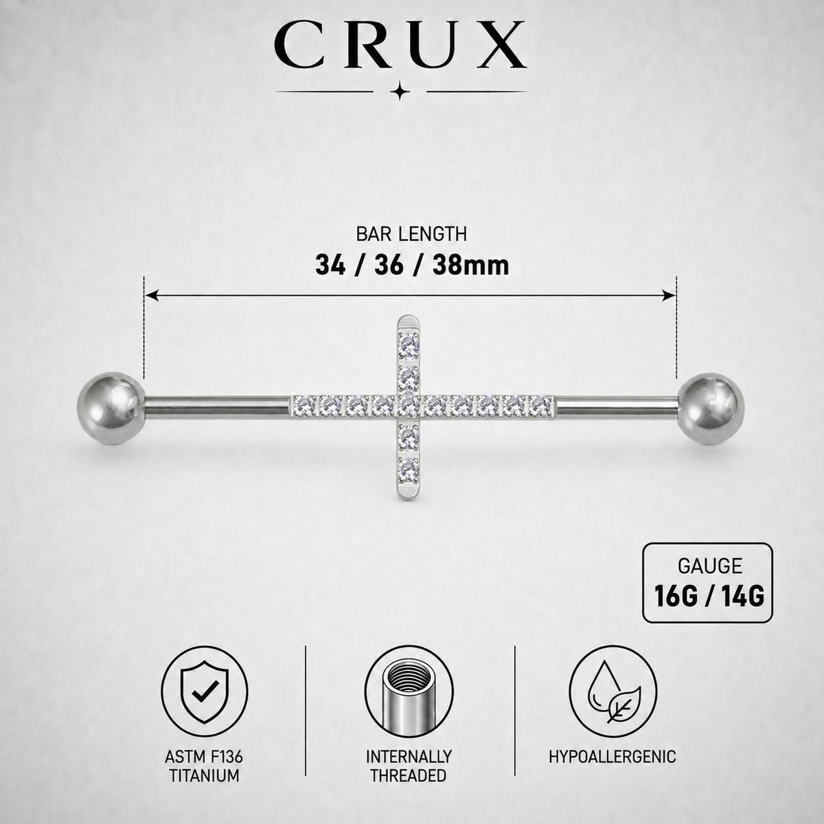 Pavé Cross industrial barbell detail 9