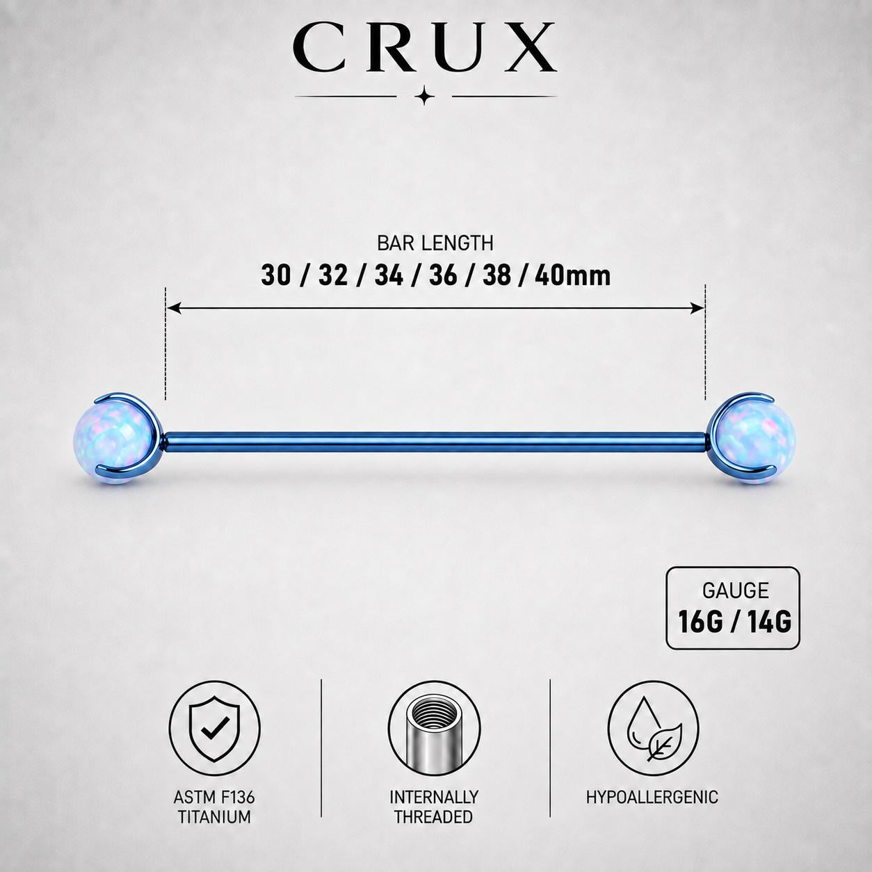 Aurora Opal industrial barbell detail 8