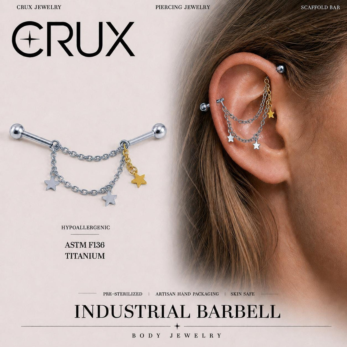 Starfall Chain F136 Titanium industrial barbell