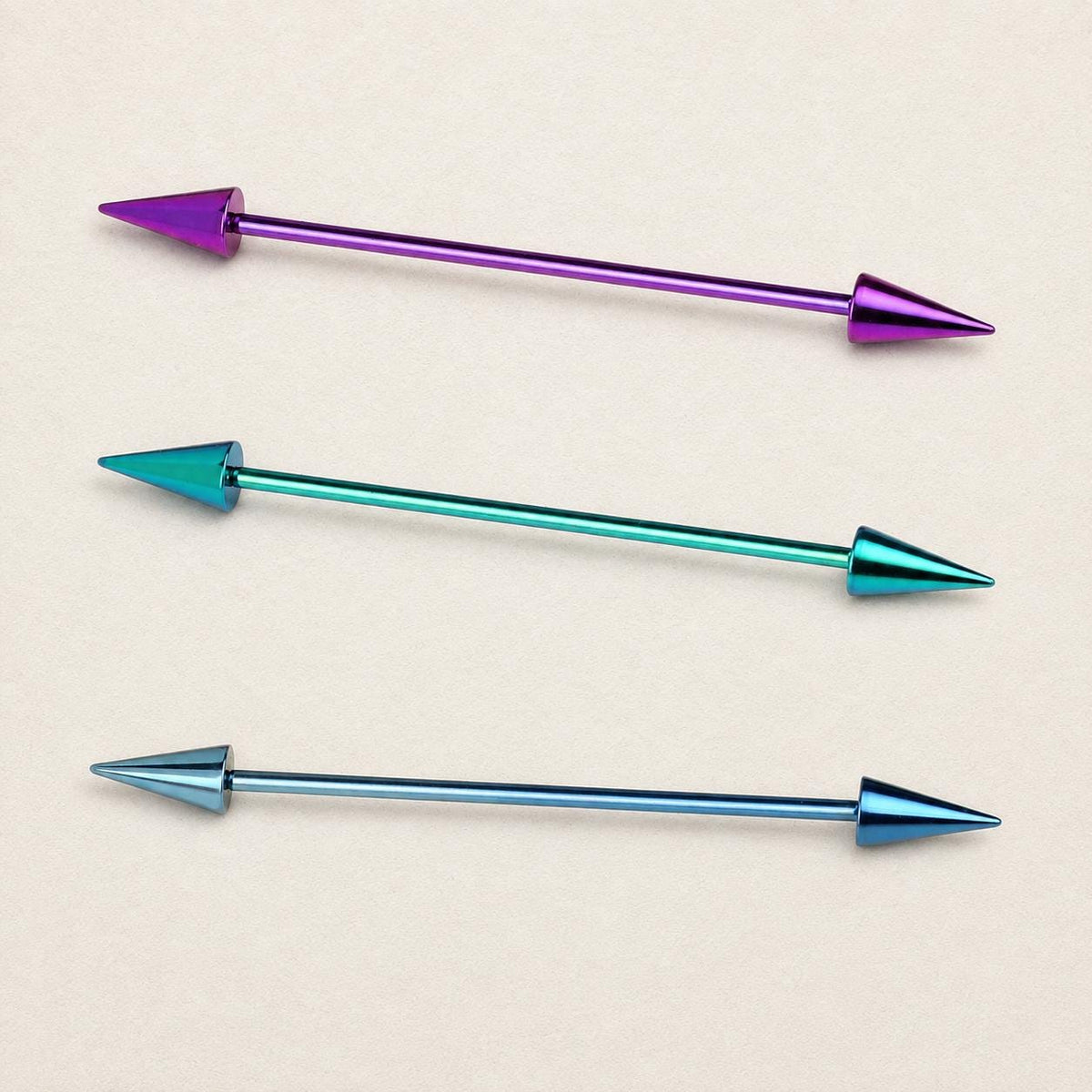 Gradient Ball & Spike industrial barbell detail 5
