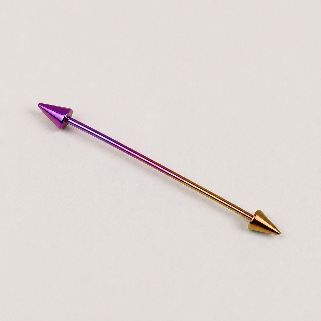 Gradient Ball & Spike industrial barbell detail 13