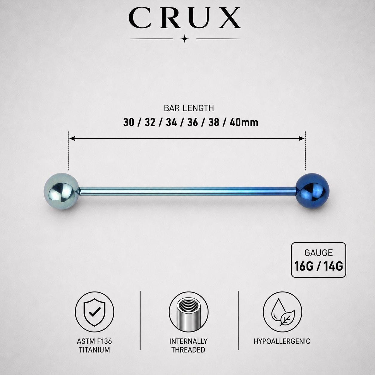 Gradient Ball & Spike industrial barbell detail 18