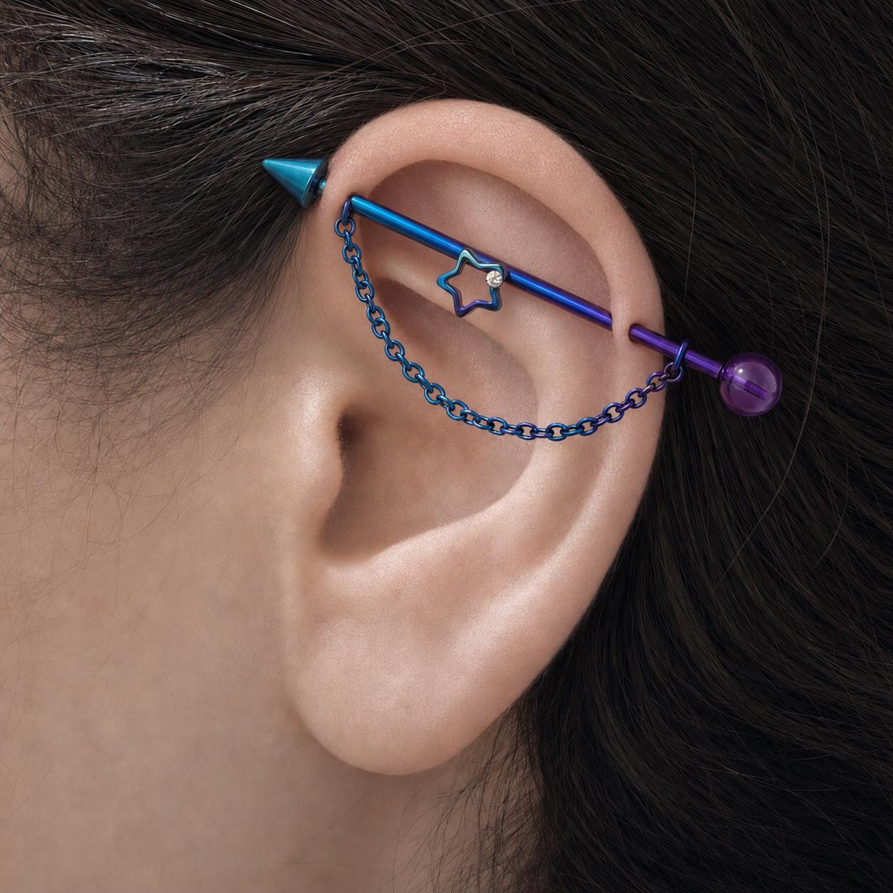Crystal Star Chain industrial barbell detail 2