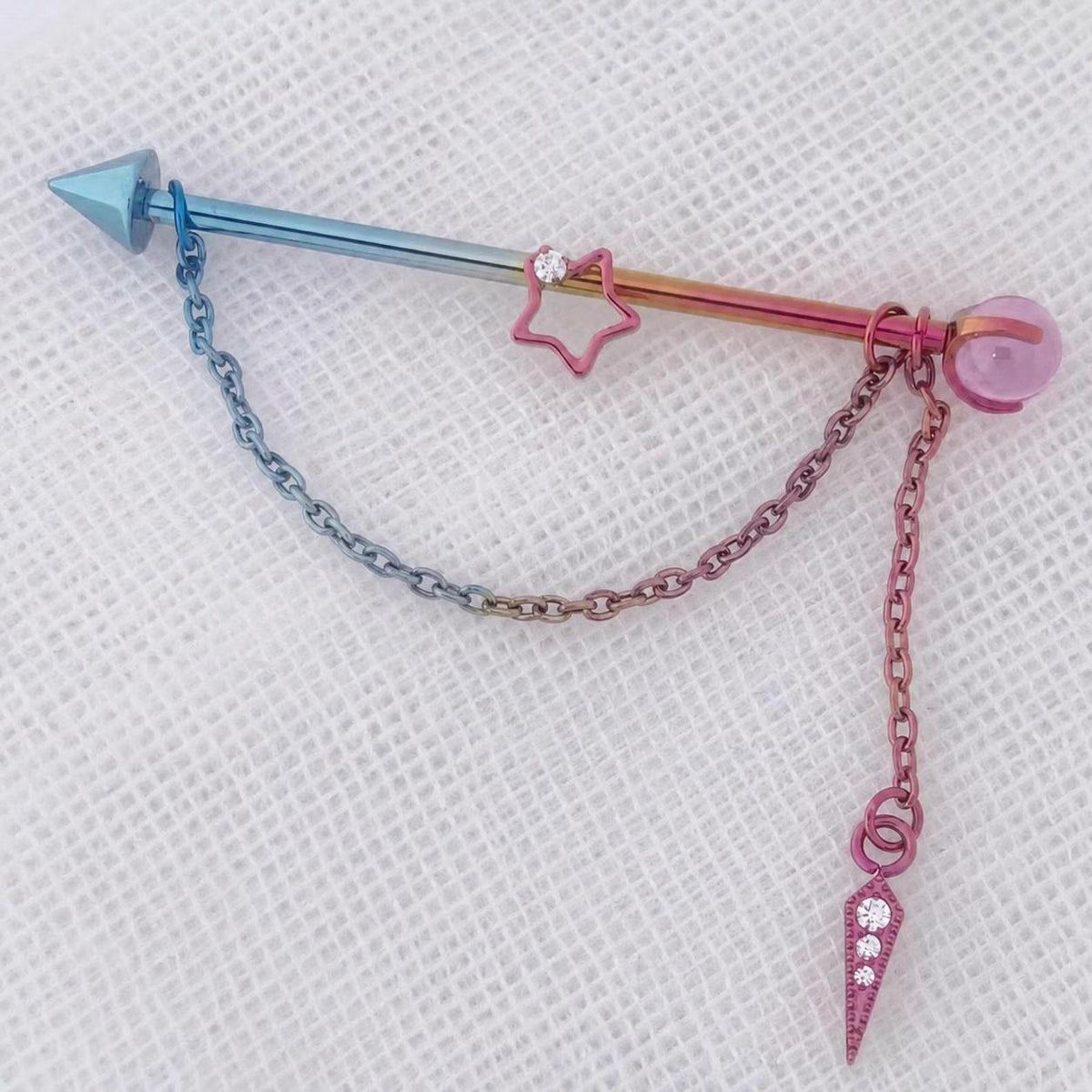 Crystal Star Chain industrial barbell detail 4