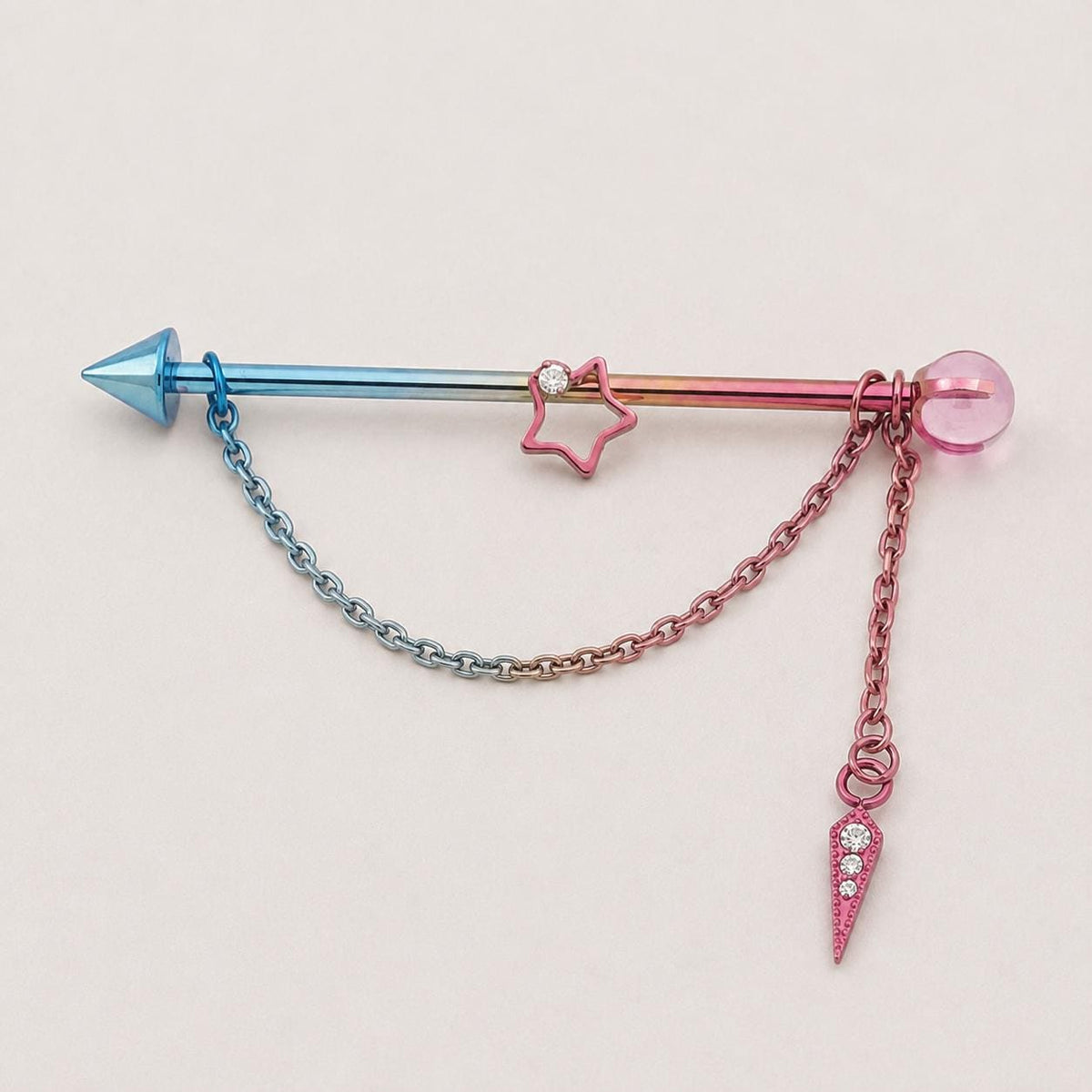 Crystal Star Chain industrial barbell detail 6
