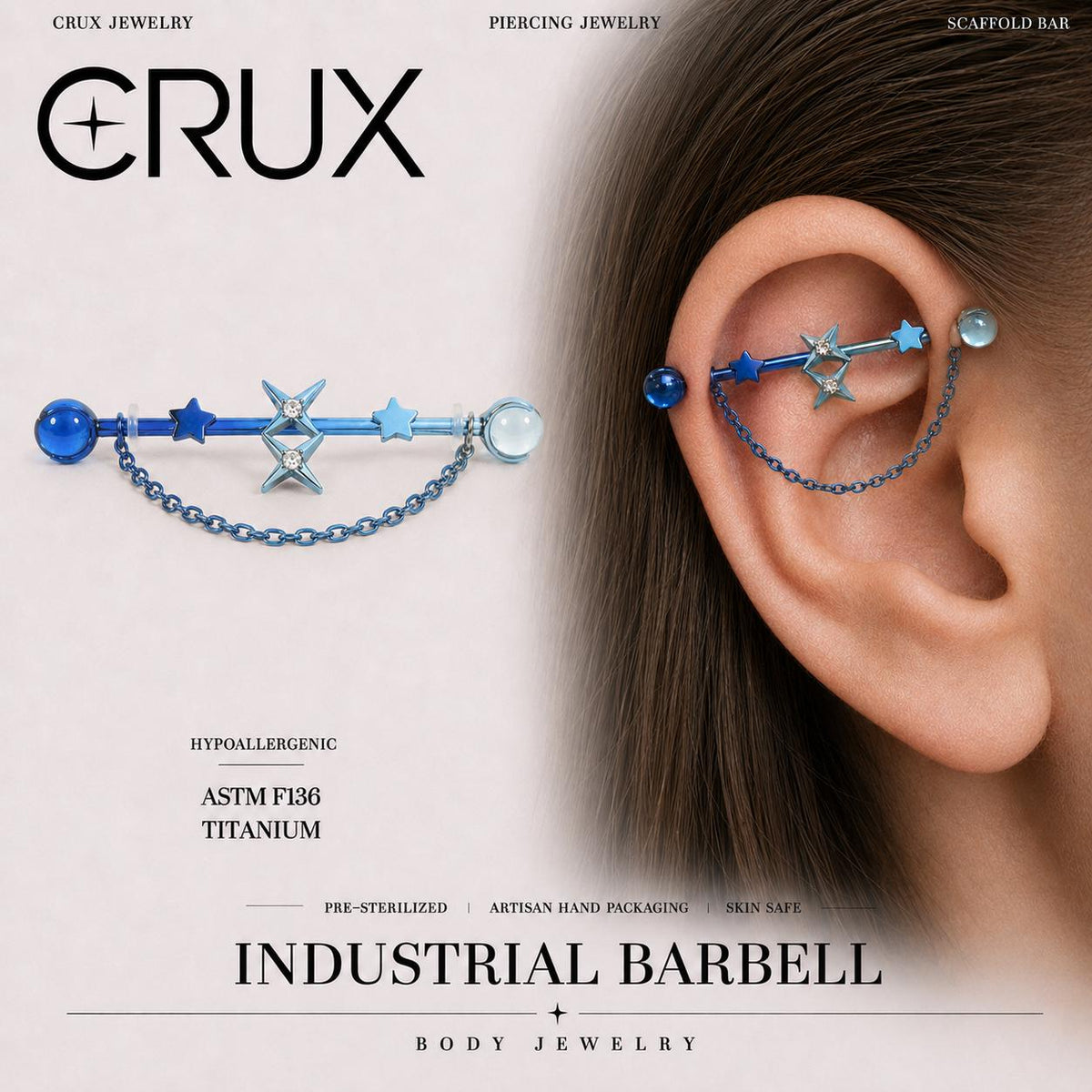 Double Star Chain F136 Titanium industrial barbell