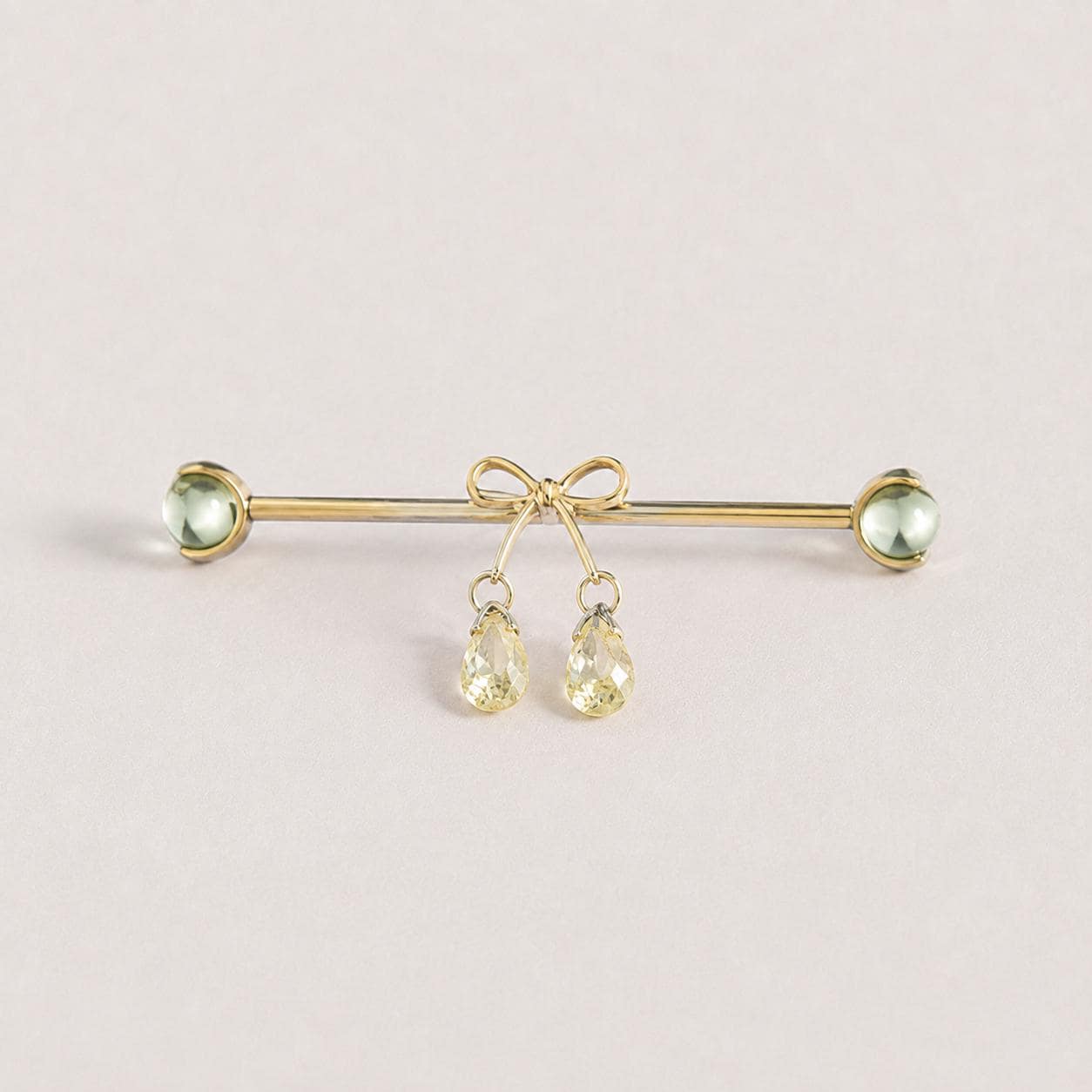 Ribbon Bow Crystal industrial barbell detail 5