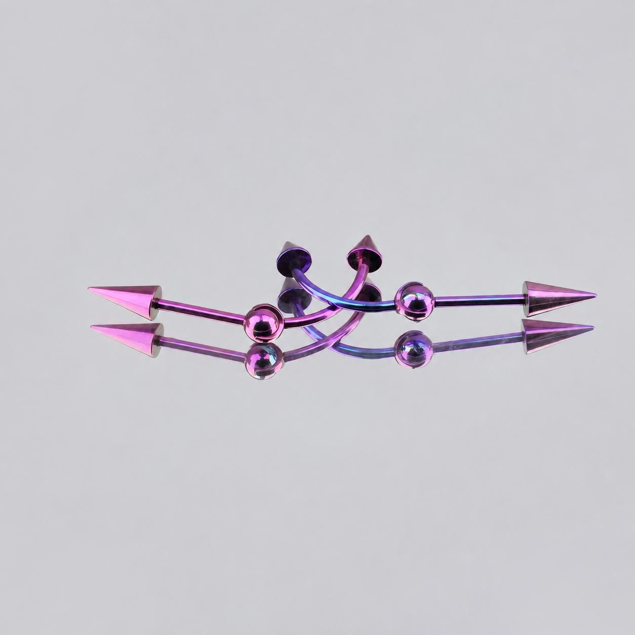 Double Spike industrial barbell detail 4