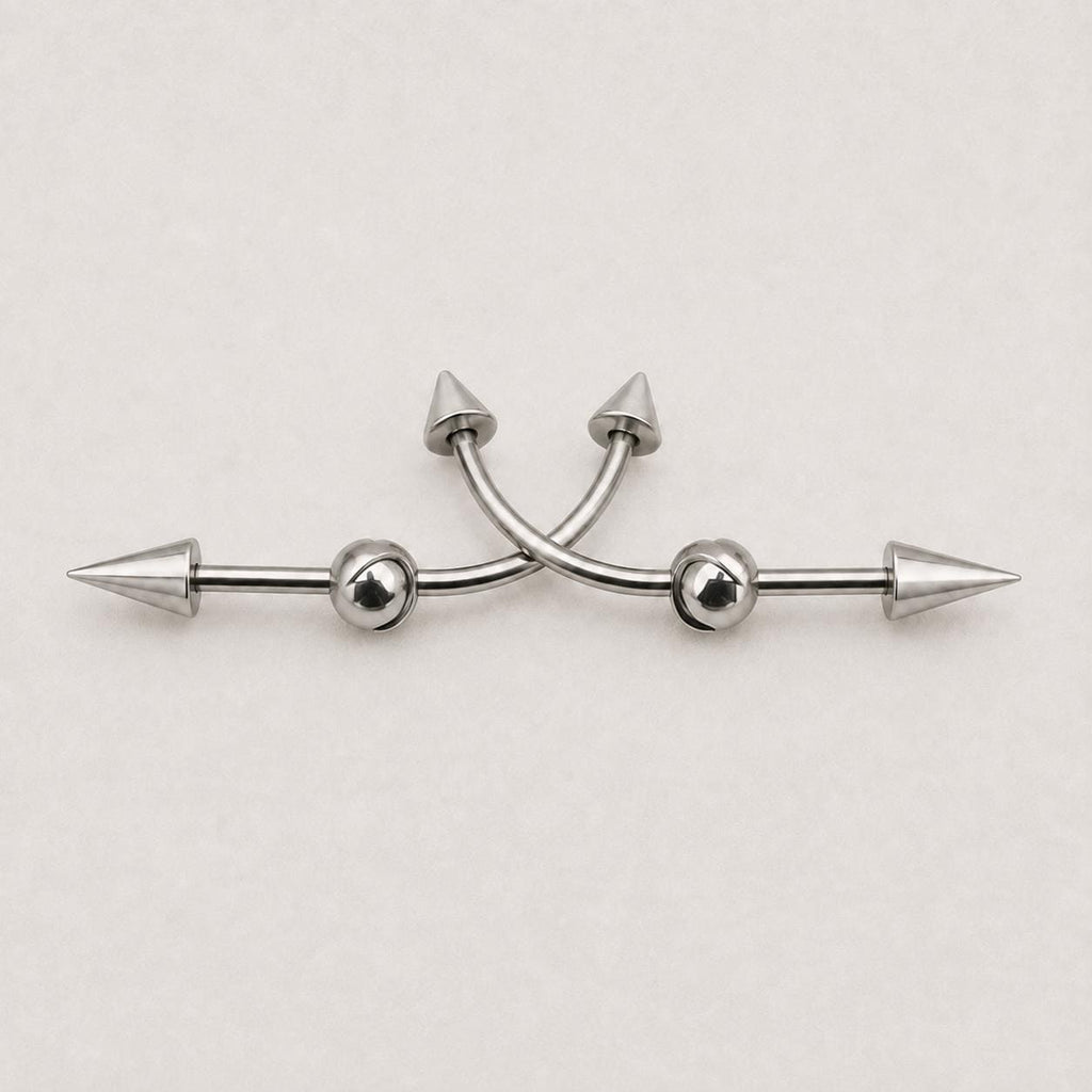 Double Spike industrial barbell detail 11
