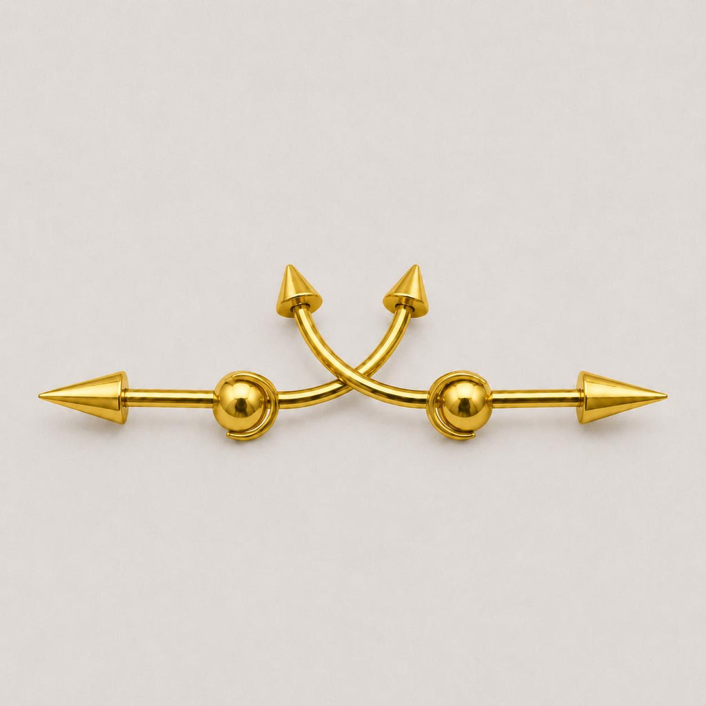 Double Spike industrial barbell detail 12