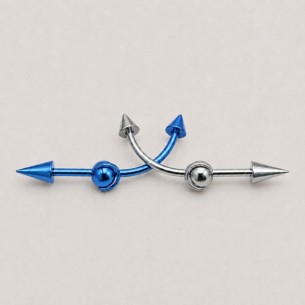 Double Spike industrial barbell detail 13
