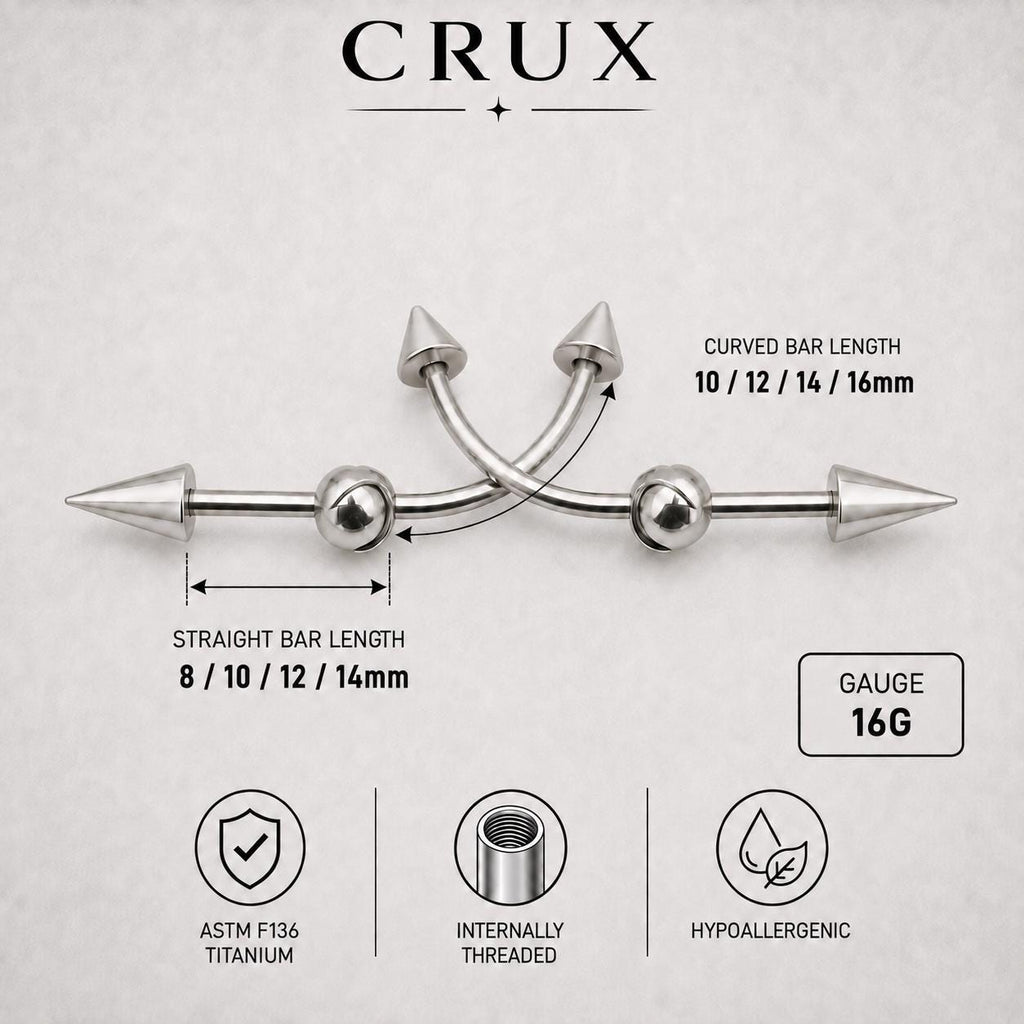 Double Spike industrial barbell detail 14