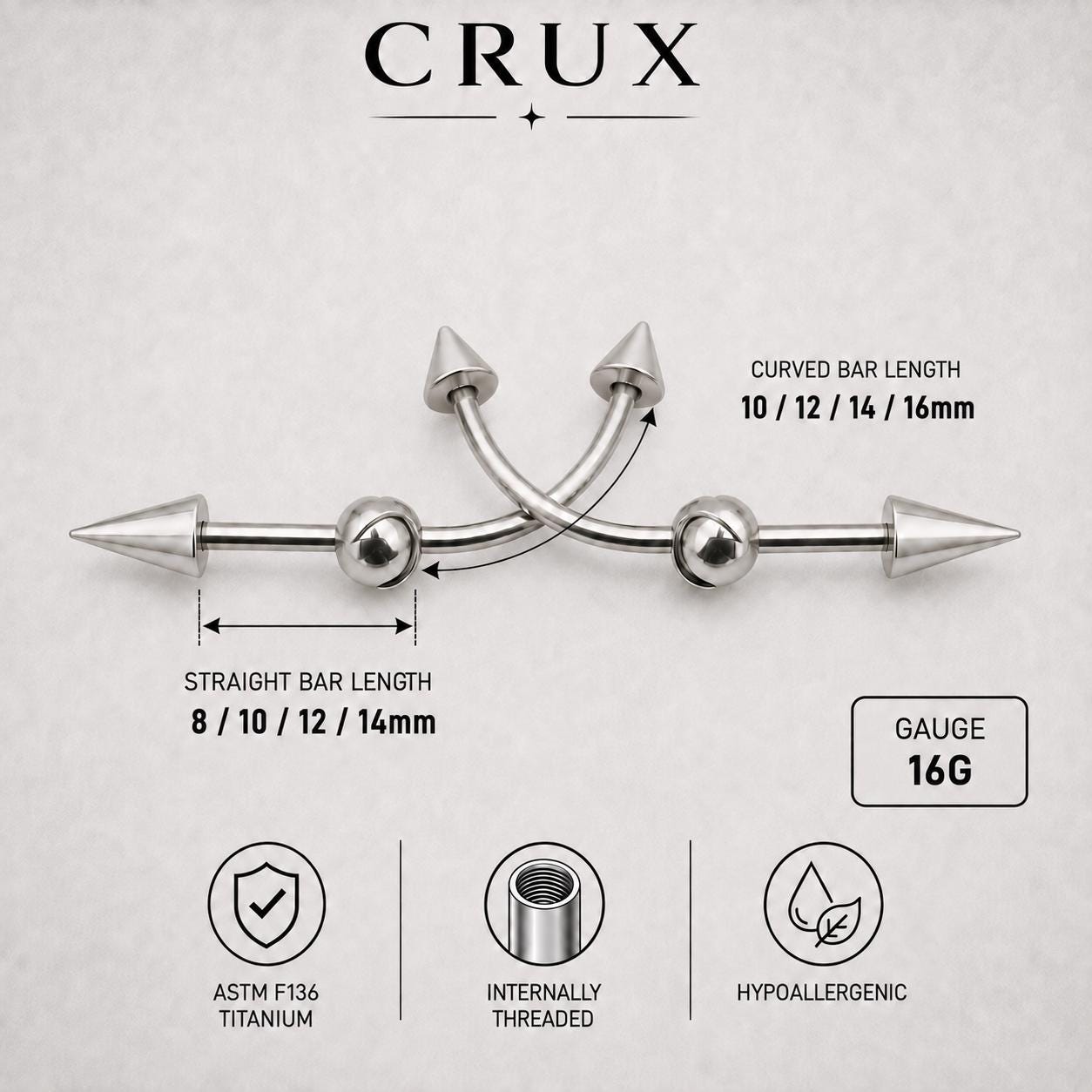 Double Spike industrial barbell detail 14