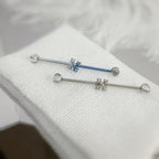 Fleur-de-Lis Crystal industrial barbell detail 6