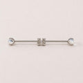 Fleur-de-Lis Crystal industrial barbell detail 7