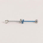 Fleur-de-Lis Crystal industrial barbell detail 8
