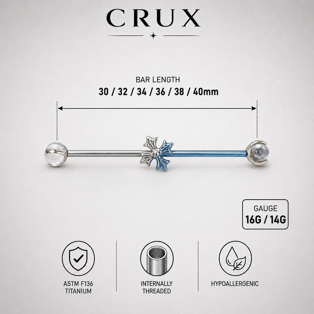 Fleur-de-Lis Crystal industrial barbell detail 9