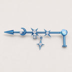 Triple Moon Crystal industrial barbell detail 7
