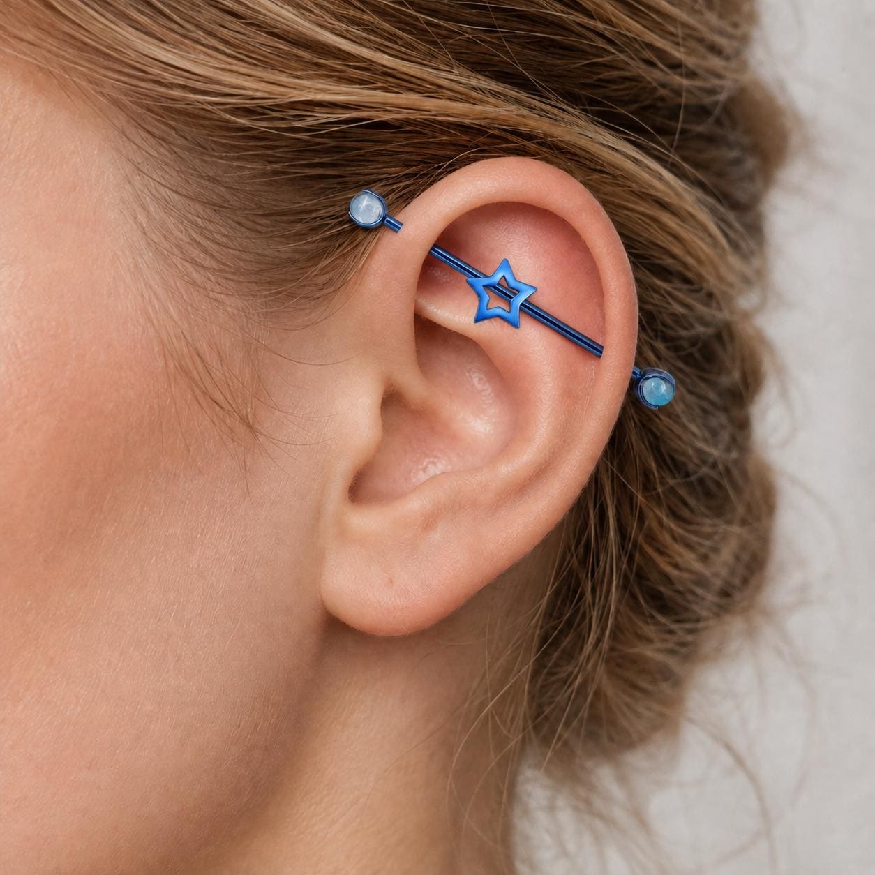 Open Star industrial barbell detail 2