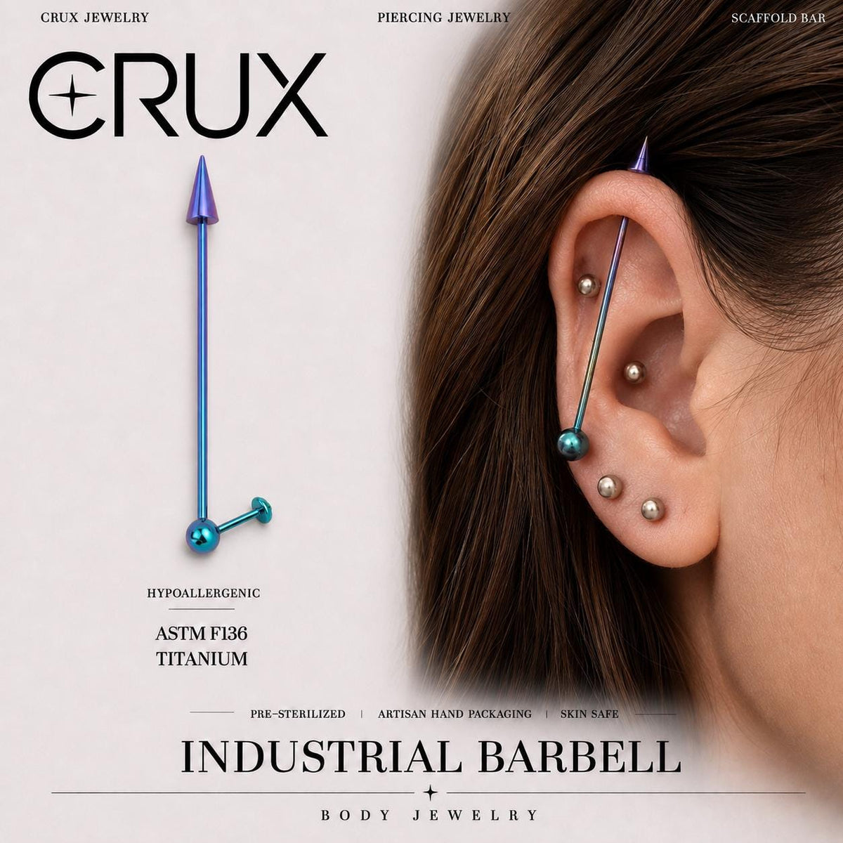 Offset Geometric F136 Titanium industrial barbell