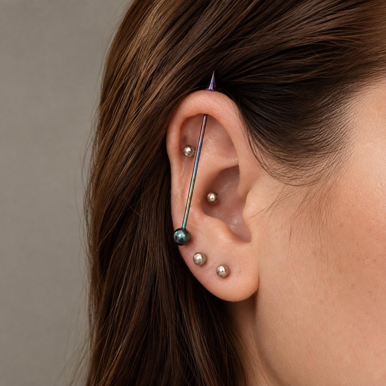 Offset Geometric industrial barbell detail 2