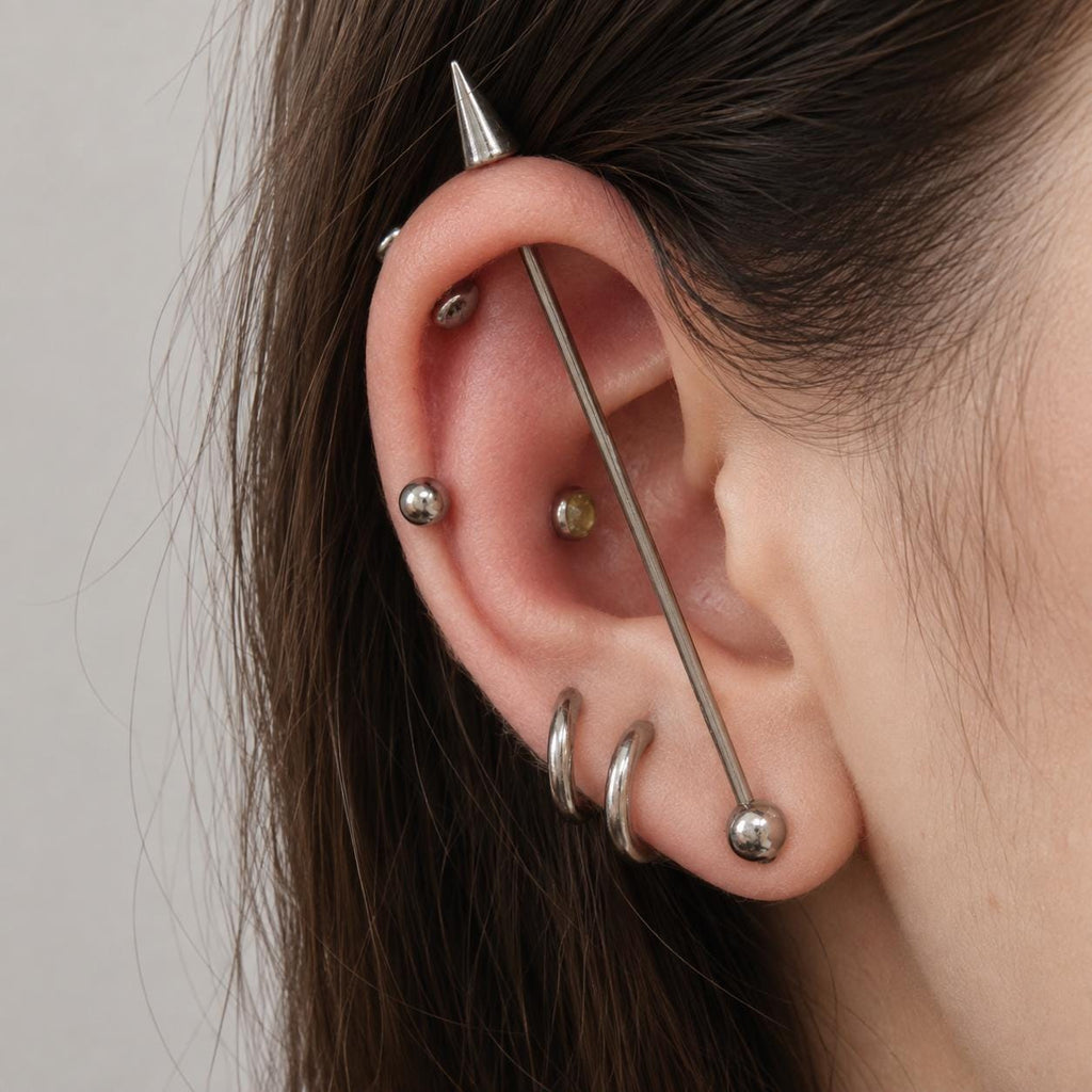 Offset Geometric industrial barbell detail 3