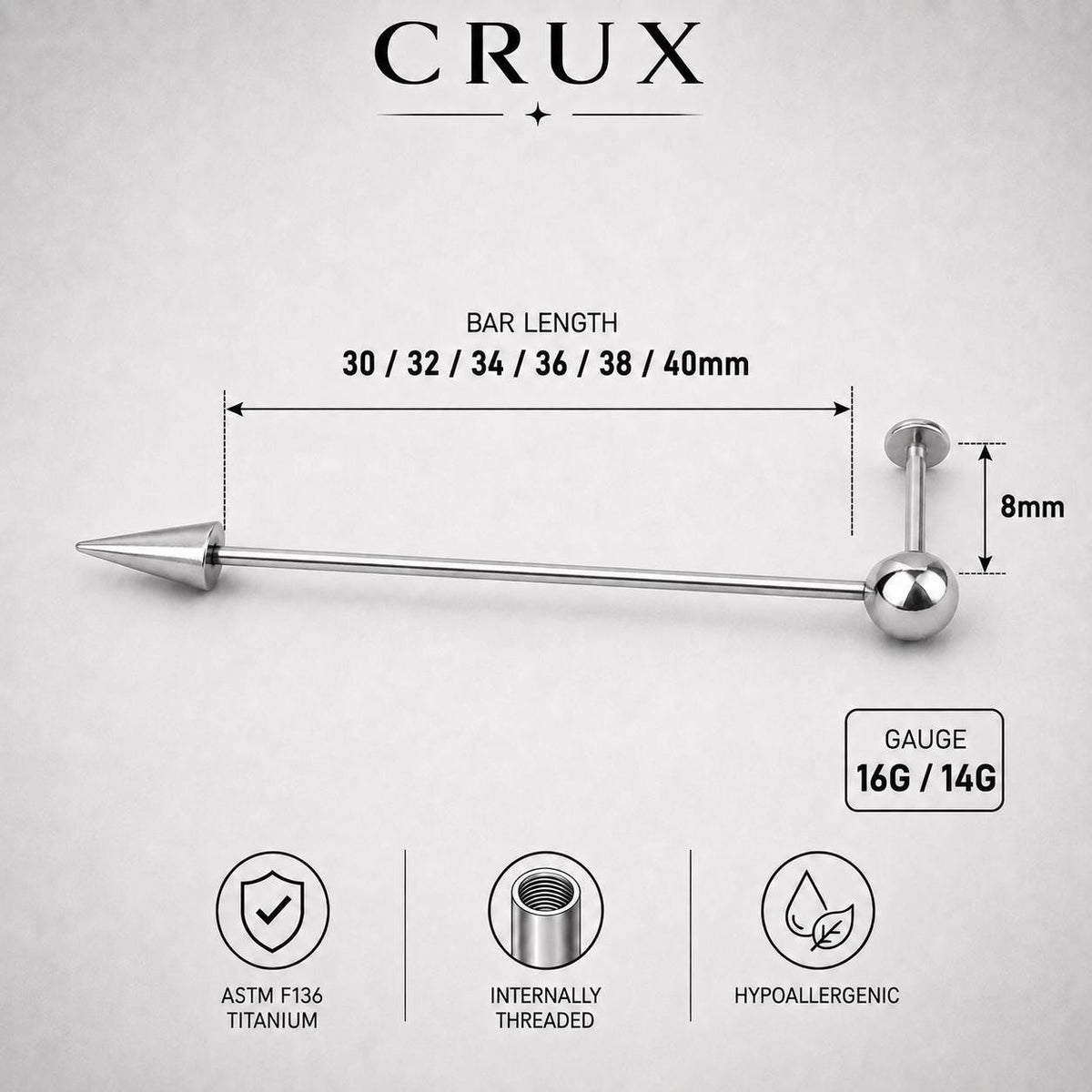Offset Geometric industrial barbell detail 10